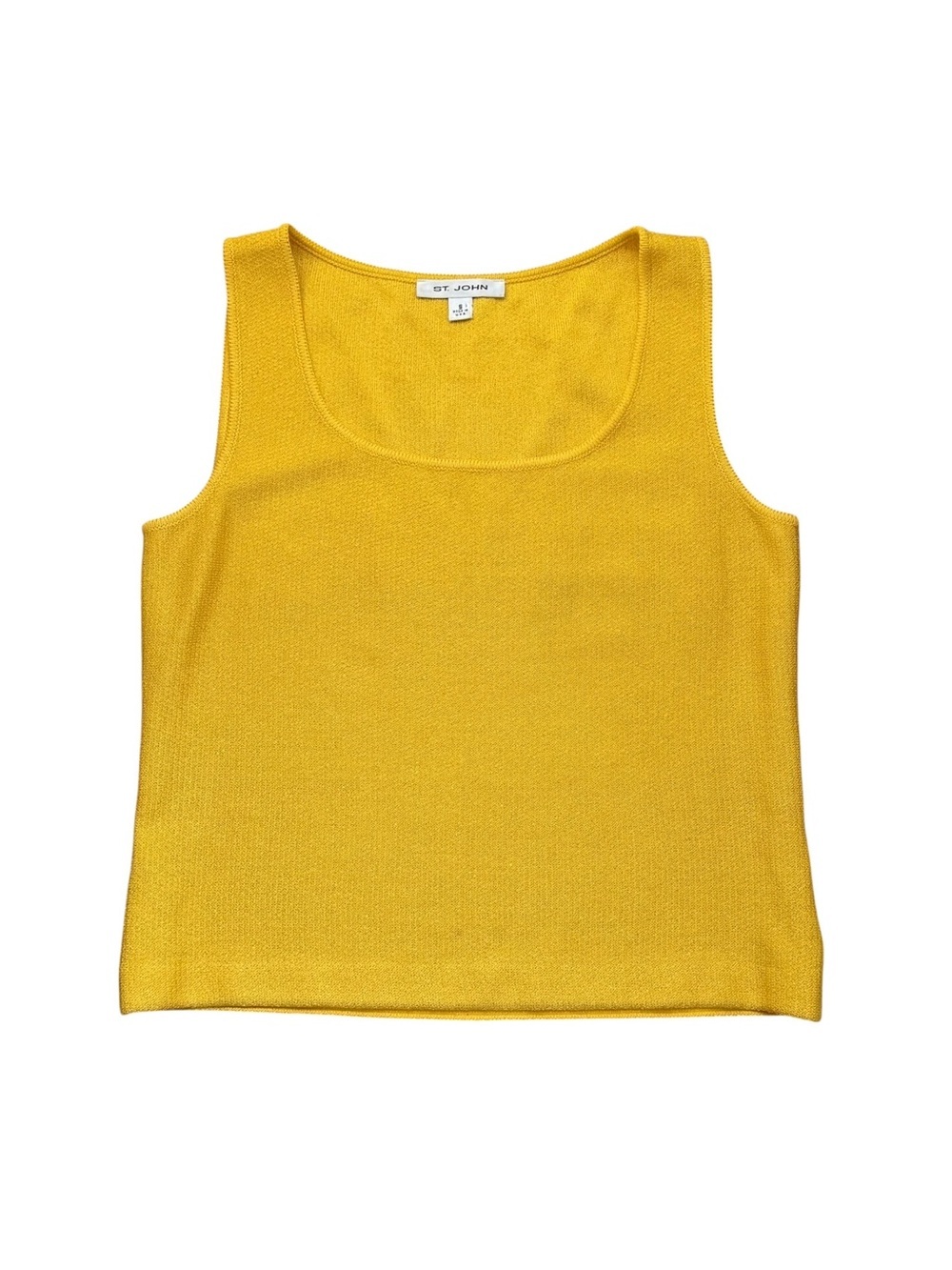 St John Santana Knit Tank Top Size Small Yellow Scoop Neck Sleeveless Shell Wool